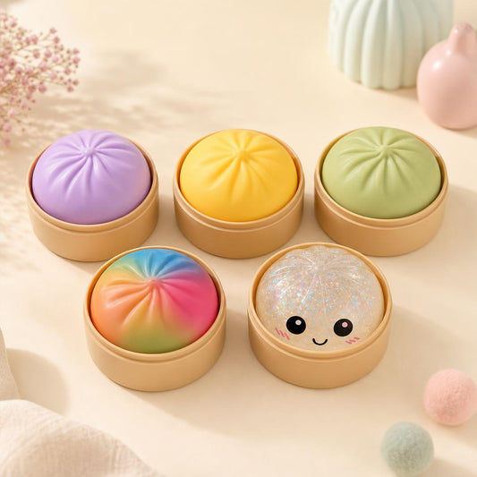 Squishies dumpling con vaporera de varios colores