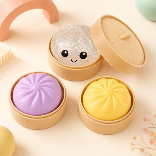 Dumpling squishy con vaporera – foto de estudio